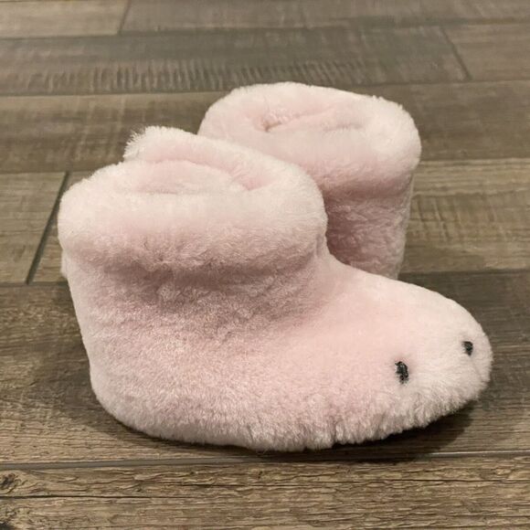 Sorel Cozy Faux Fur Bear Paw Slippers Girls Dusty Pink Size 3 Baby - Picture 8 of 10
